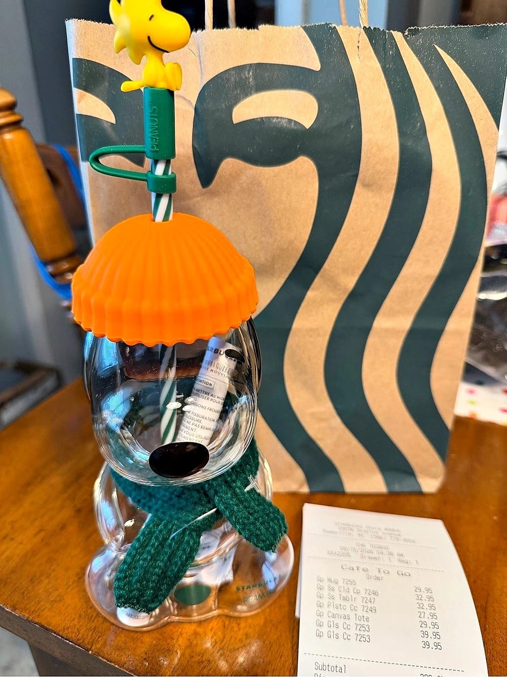Starbucks Snoopy Bearista Glass Cup